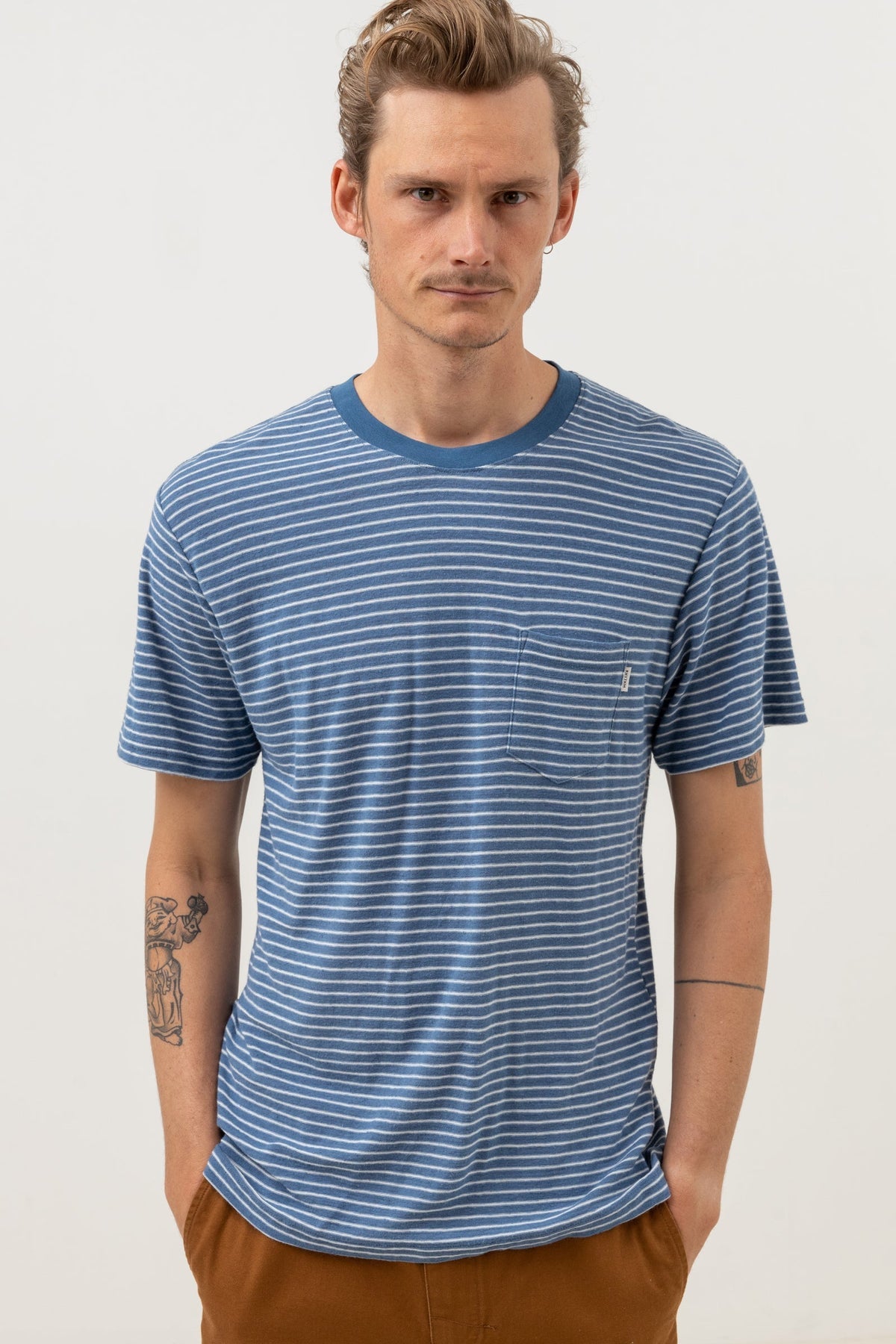 Linen Stripe Tee - SLATE
