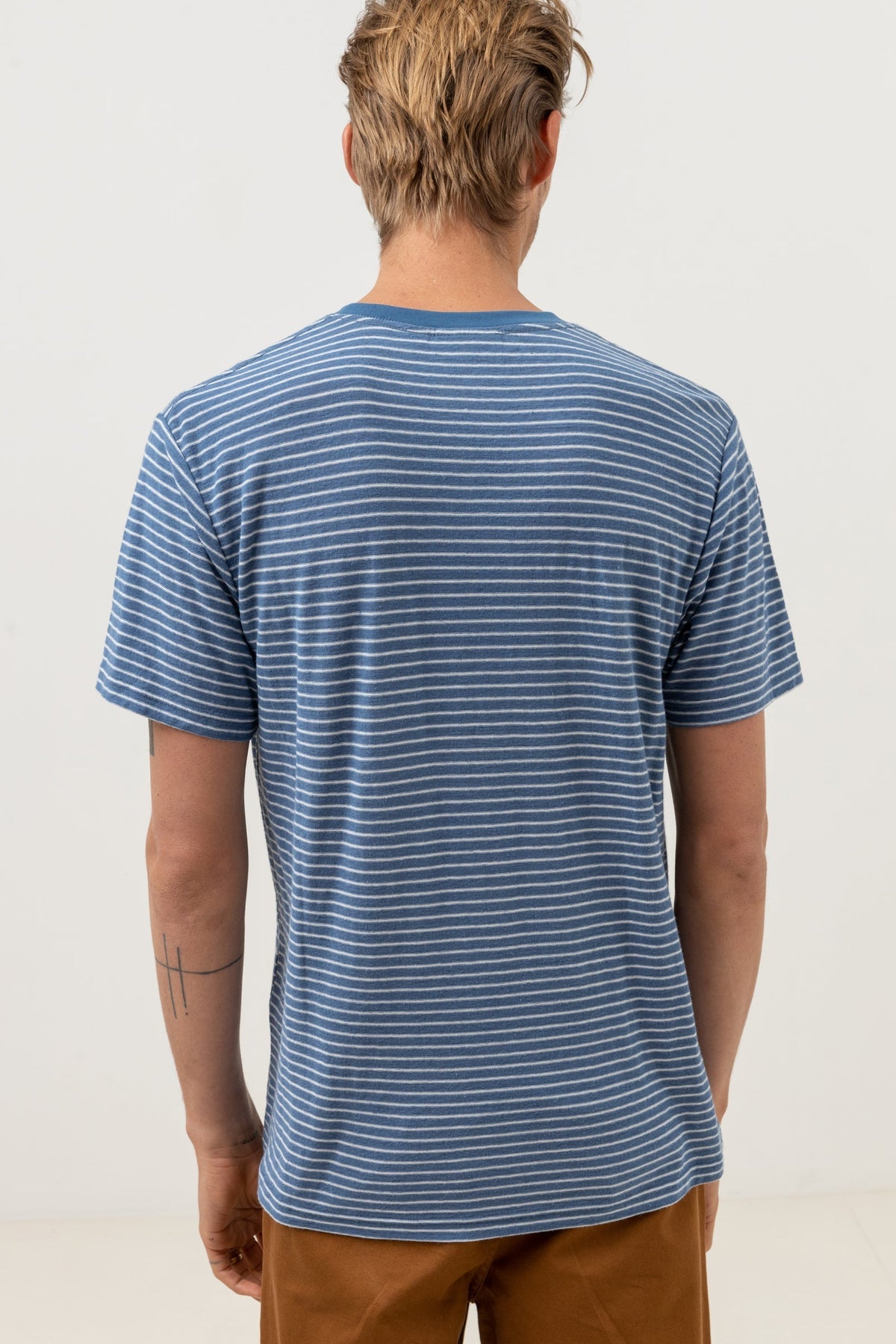 Linen Stripe Tee - SLATE
