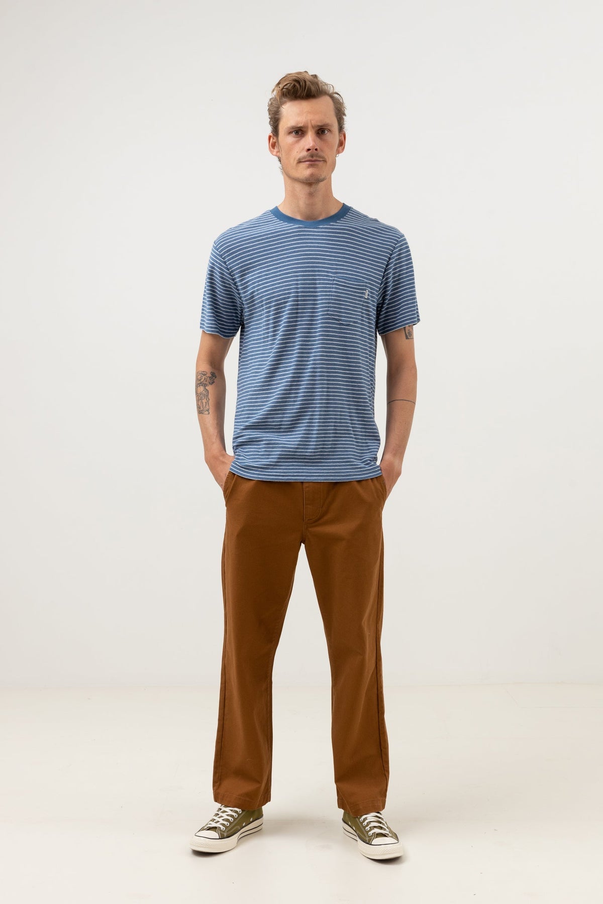 Linen Stripe Tee - SLATE