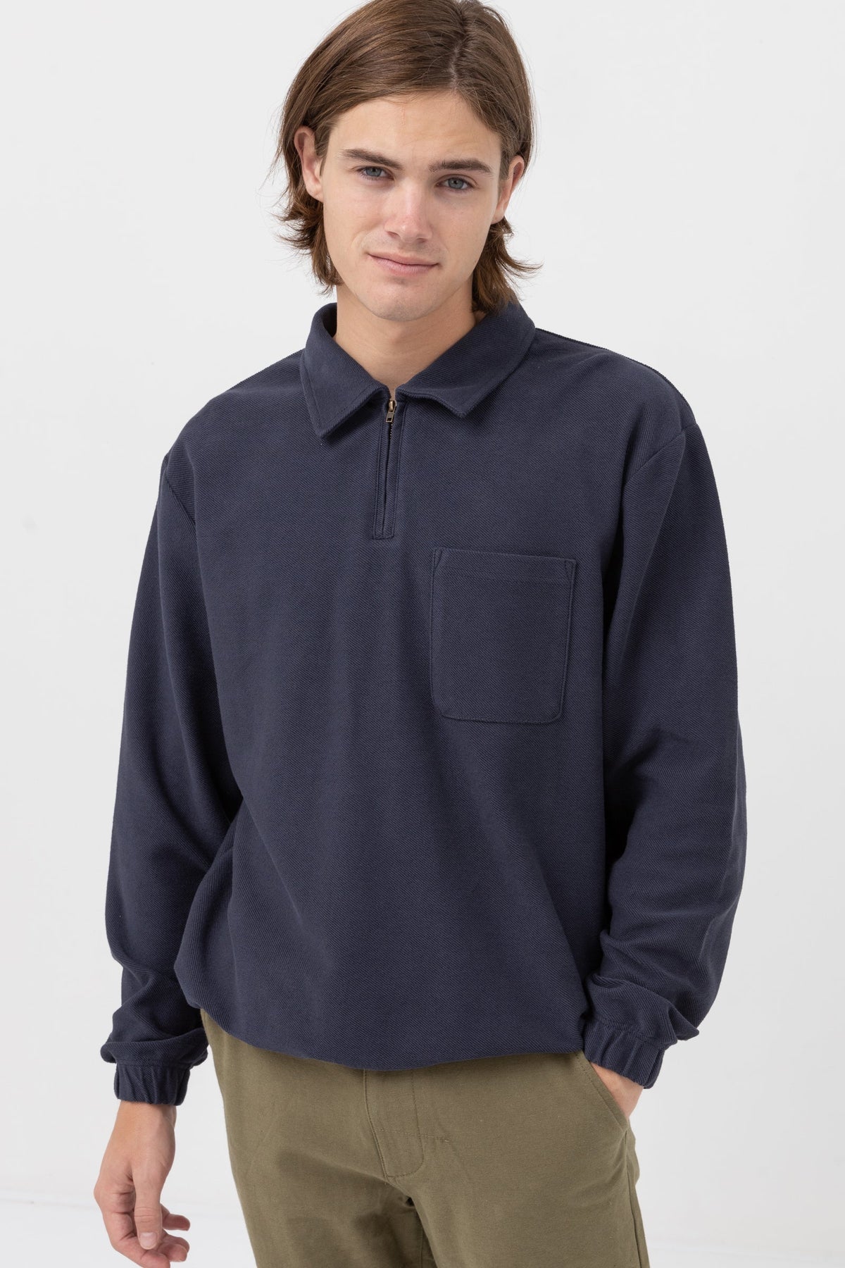 Reverse Terry Quarter Zip - NAVY