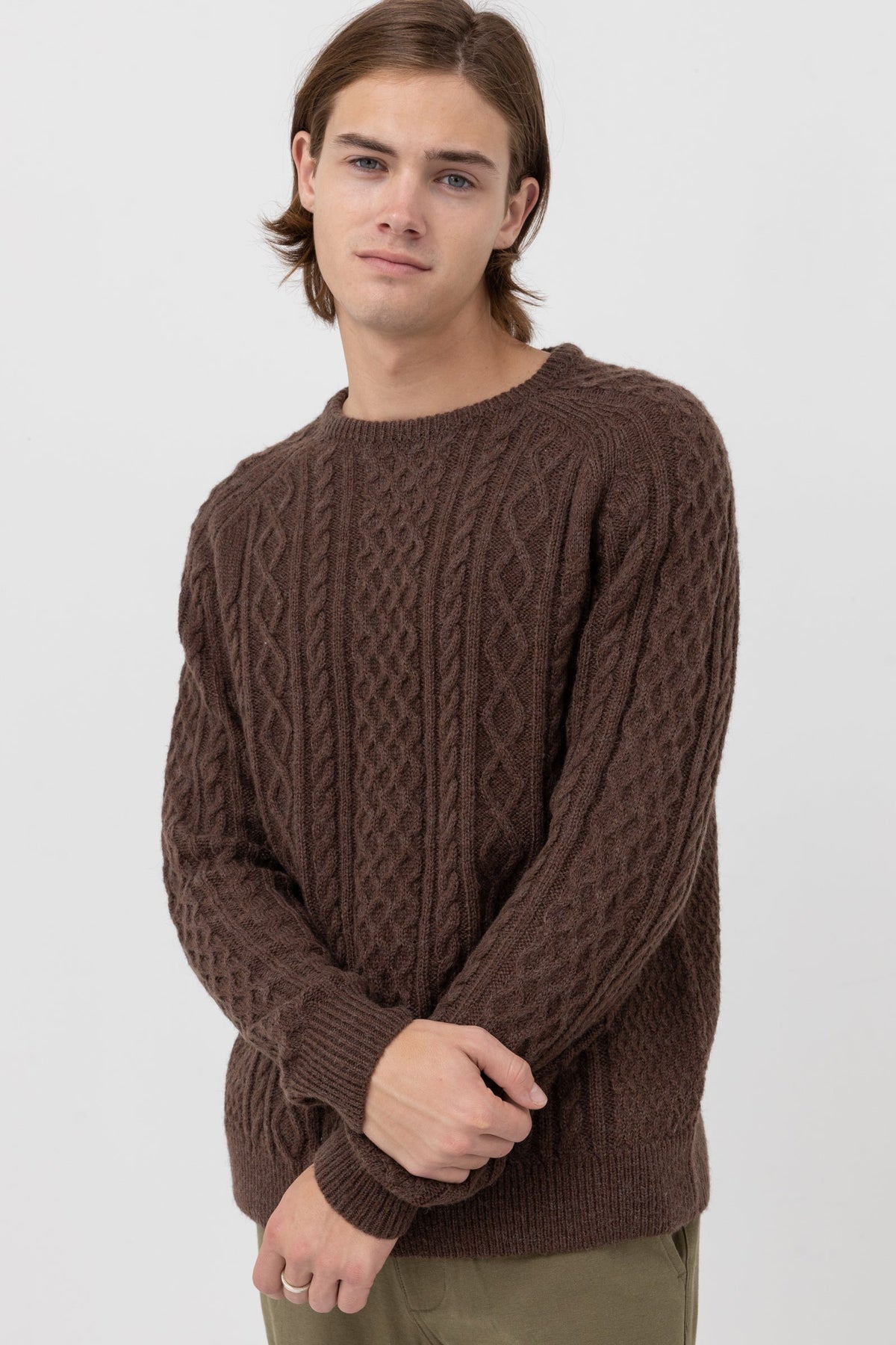 Mohair Fishermans Knit - BROWN