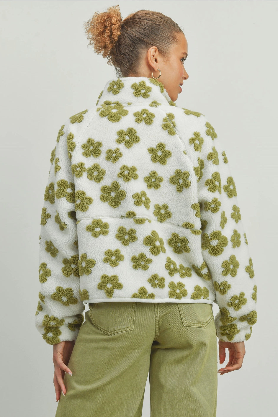 Camilla Fleece Jacket - OLIVE FLOWER