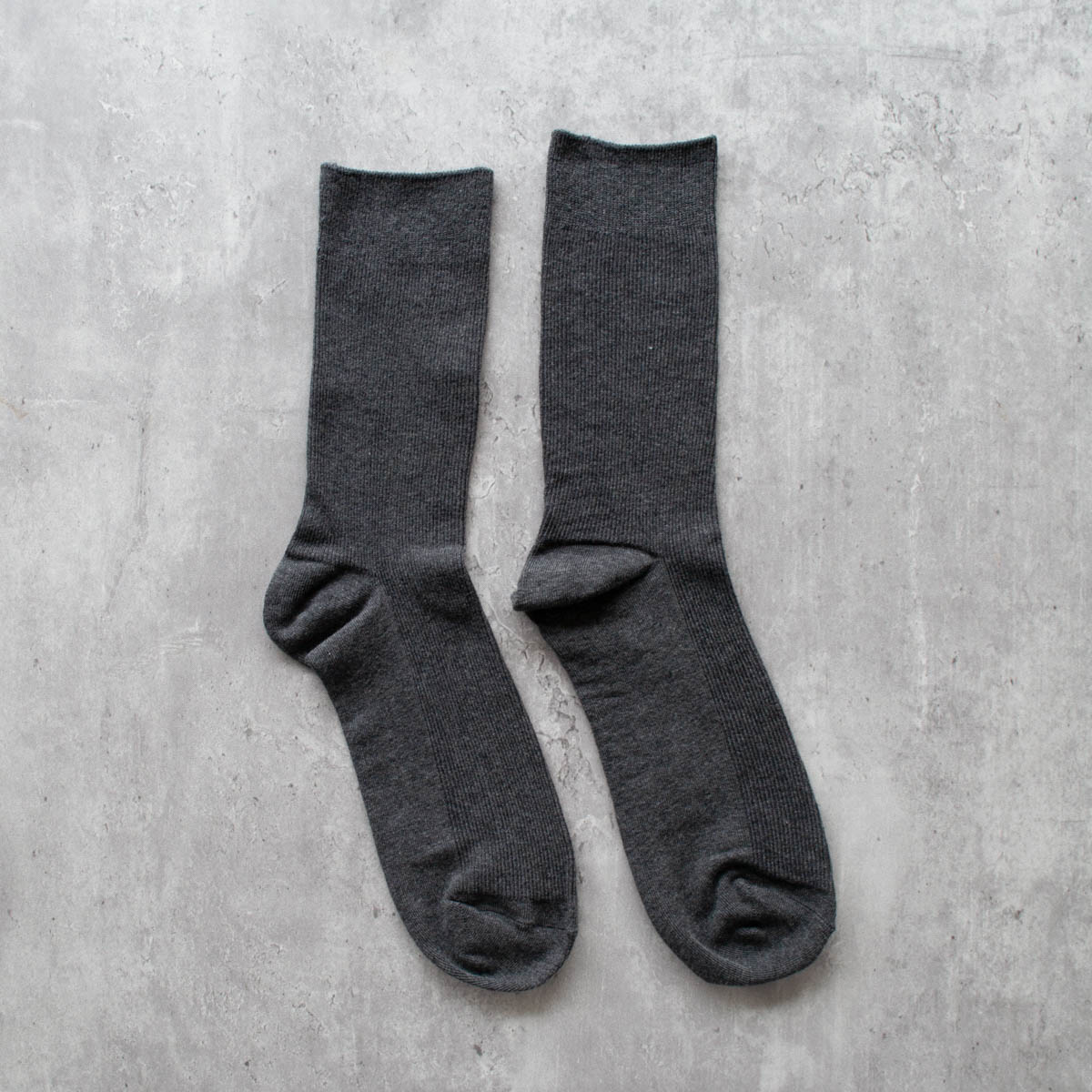 Slim Cottage Crew Socks - CHARCOAL
