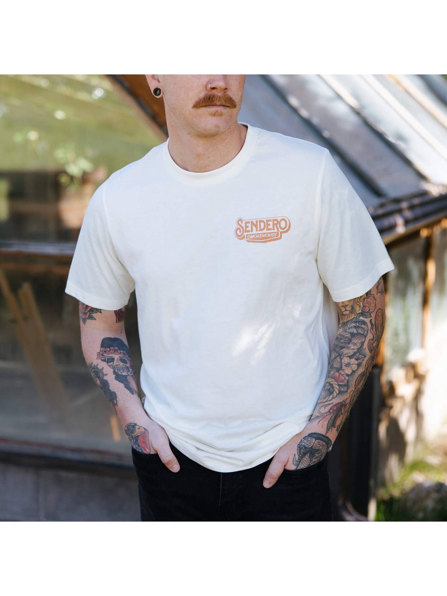 Sendero Smokehouse Tee - WHITE