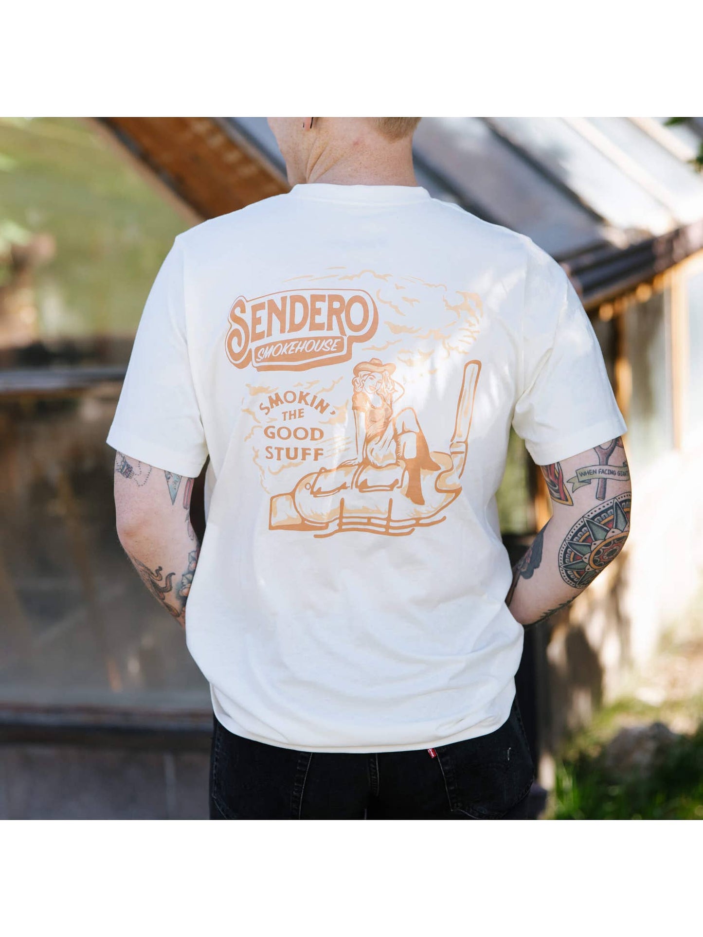Sendero Smokehouse Tee - WHITE