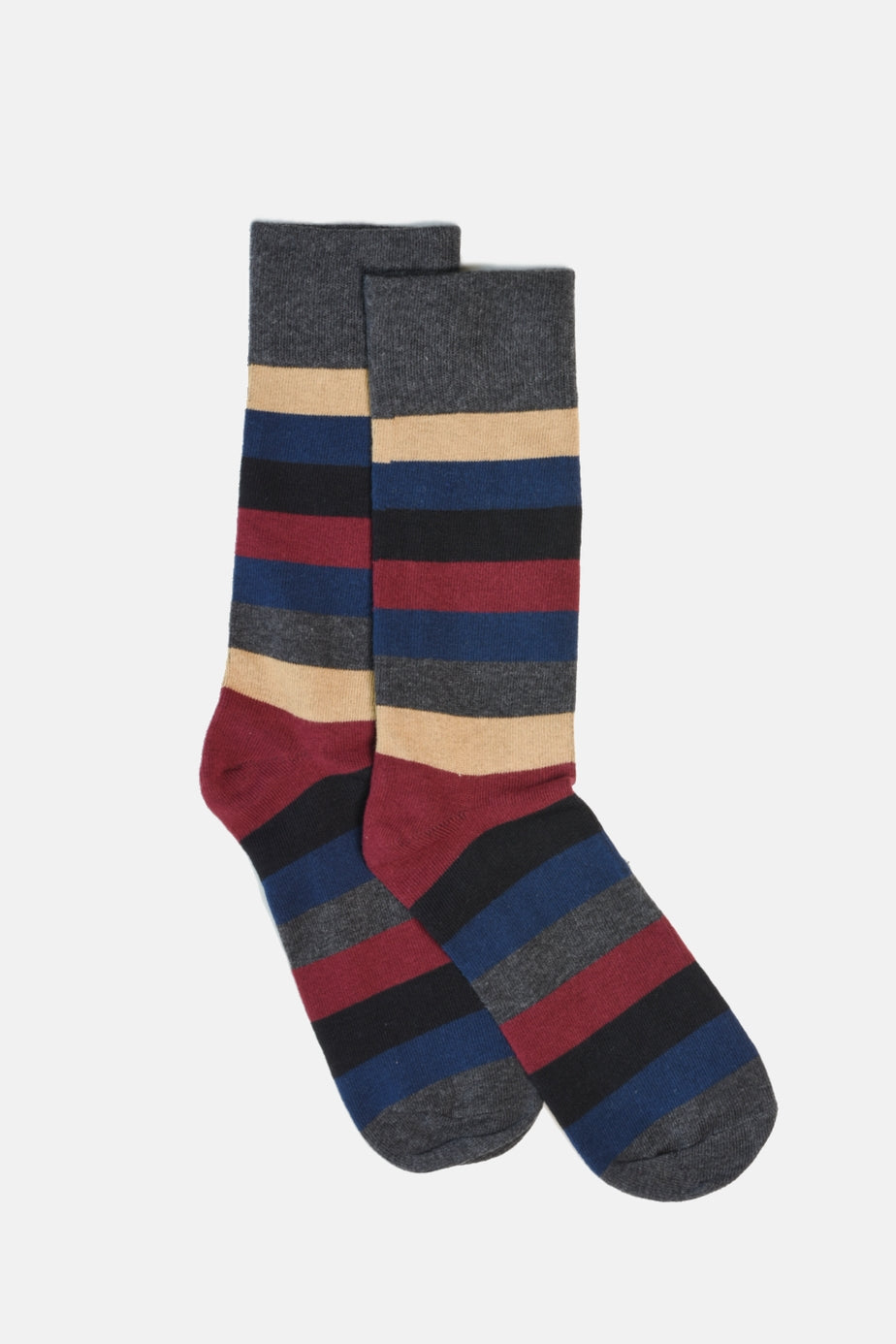 Stripe Socks - BEIGE/BURGUNDY