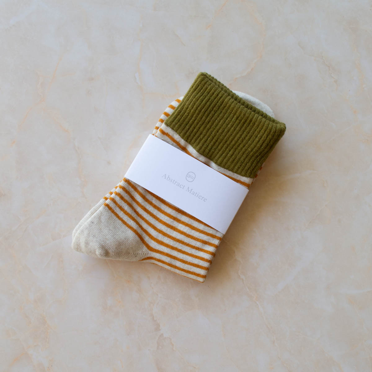 Duo Stripe Socks - OLIVE/OATMEAL