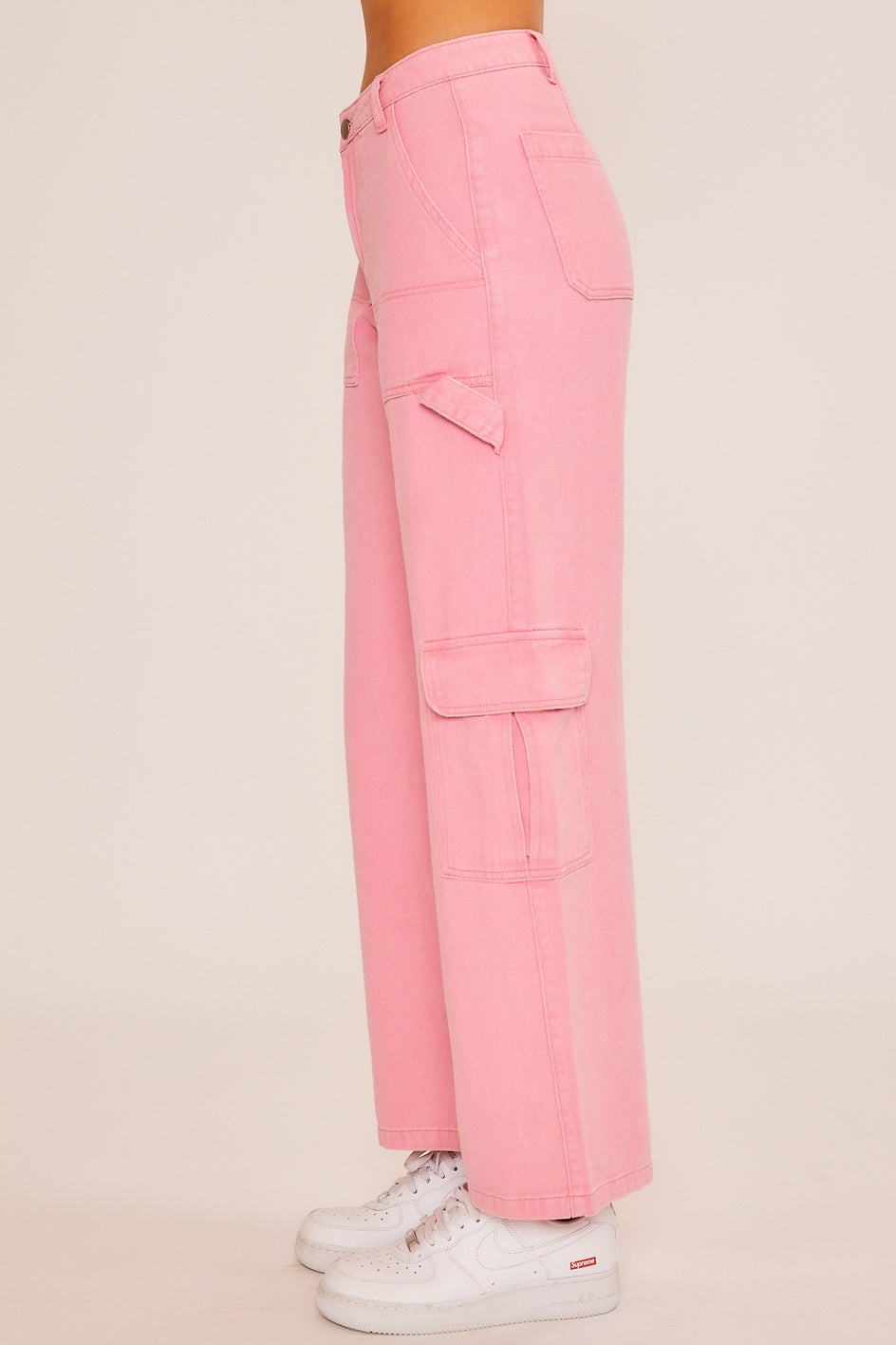 Colette Denim Cargo Pants - PINK