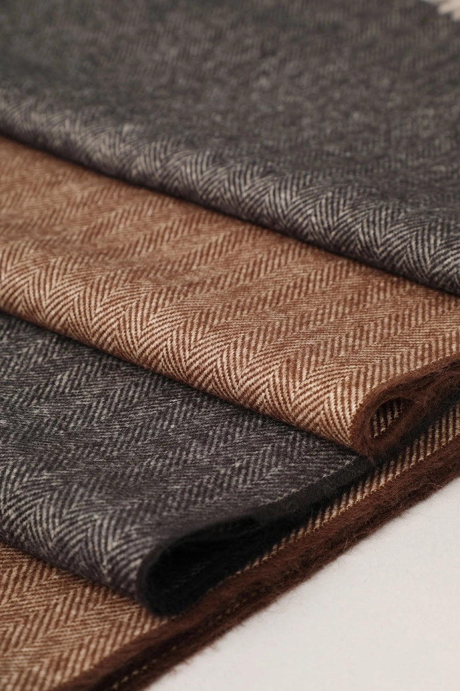 Herringbone Classic Muffler Scarf - BLACK