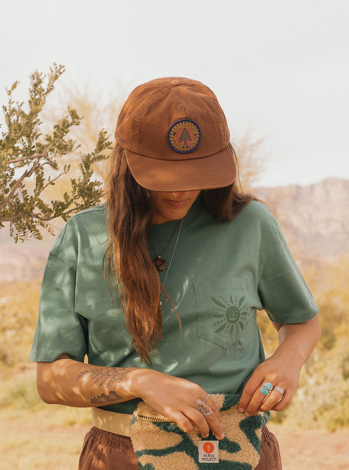 Vintage Tree Patch Hat - BROWN