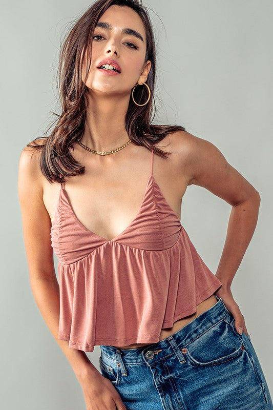 Old Flame Crop Cami - CLAY