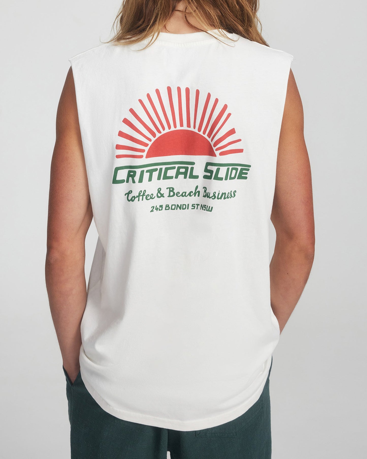 Rising Sun Muscle Tee - VINTAGE WHITE