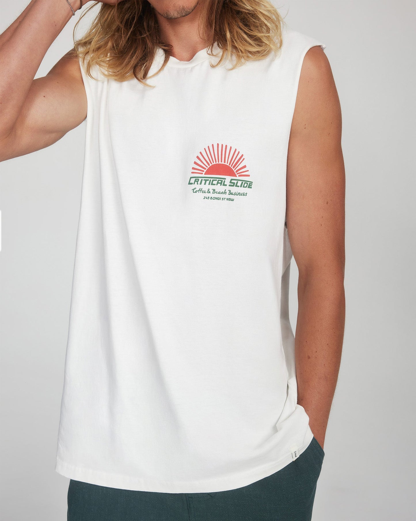 Rising Sun Muscle Tee - VINTAGE WHITE