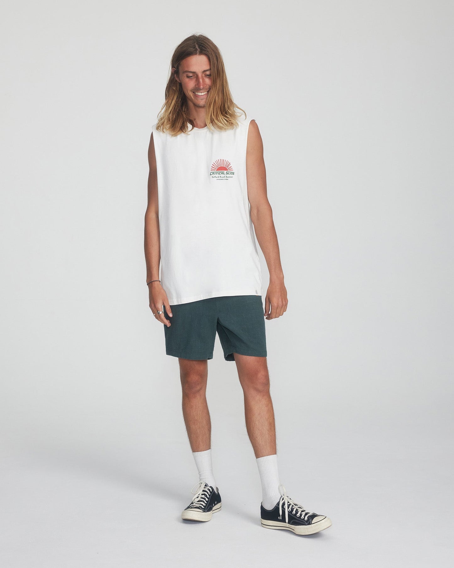 Rising Sun Muscle Tee - VINTAGE WHITE