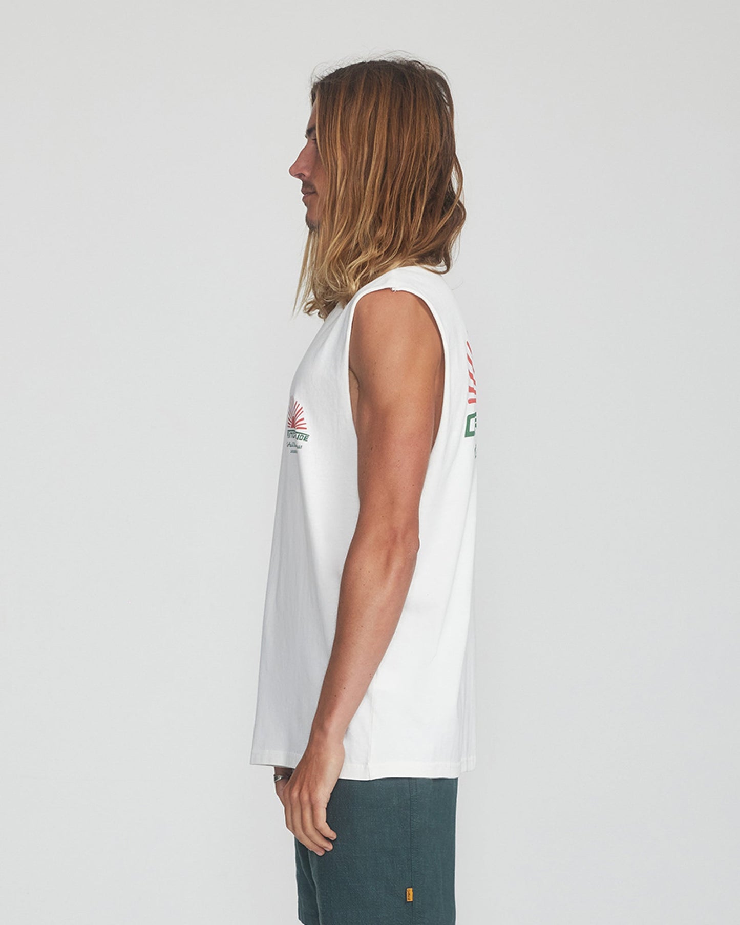 Rising Sun Muscle Tee - VINTAGE WHITE