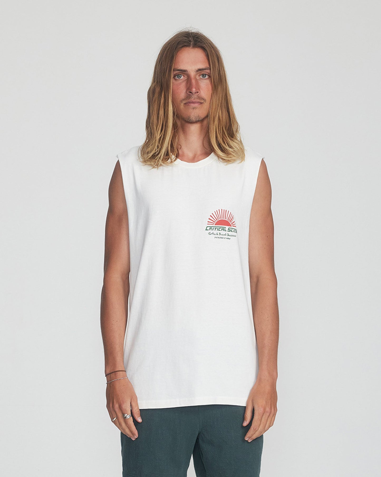 Rising Sun Muscle Tee - VINTAGE WHITE