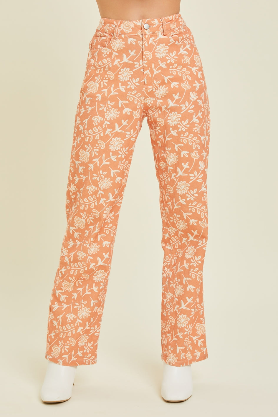 Cassie High Waist Pant - ORANGE CREAM