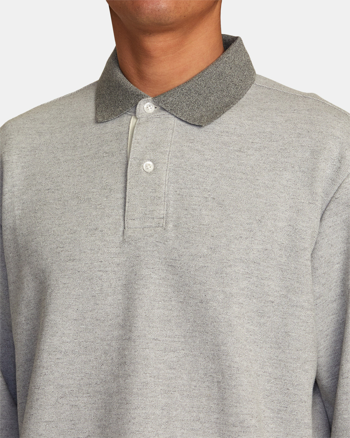 Fairfax Striped Long Sleeve Polo - CEMENT