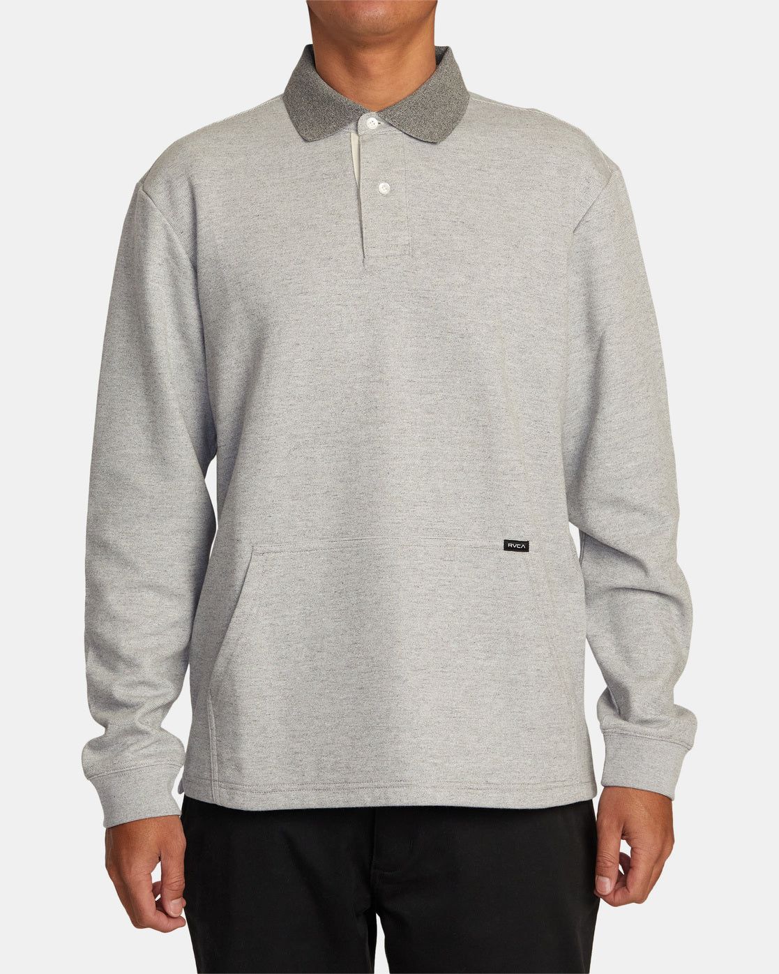 Fairfax Striped Long Sleeve Polo - CEMENT