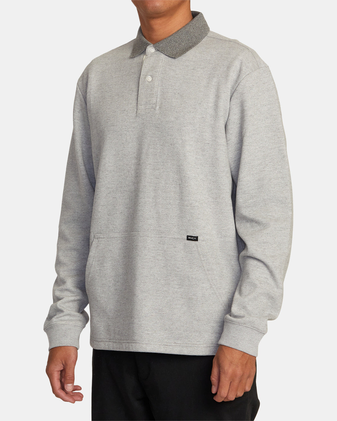 Fairfax Striped Long Sleeve Polo - CEMENT