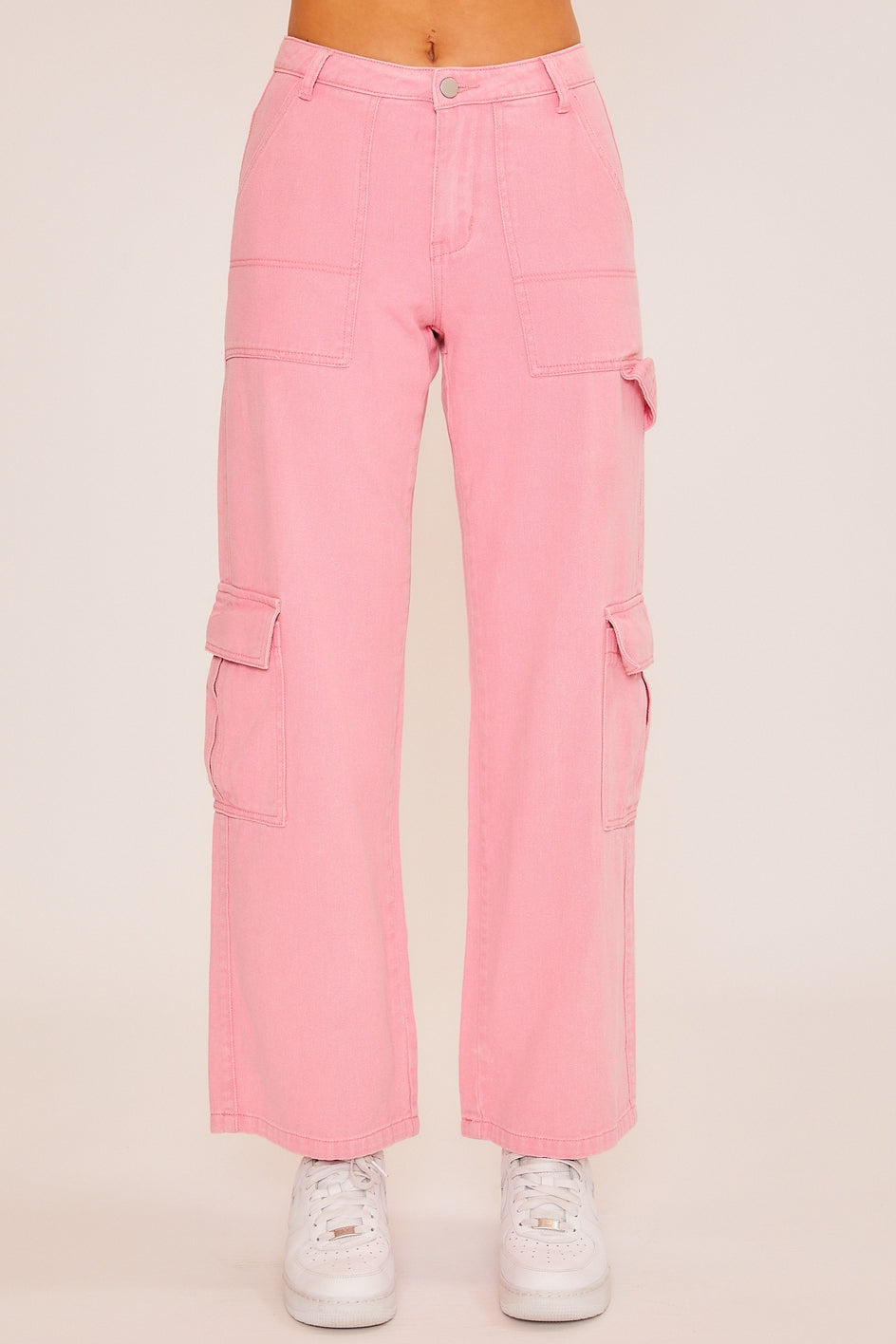 Colette Denim Cargo Pants - PINK