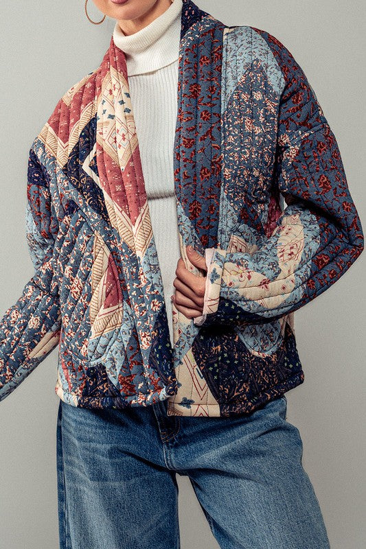 Greta Quilted Jacket - BLUE MULTI