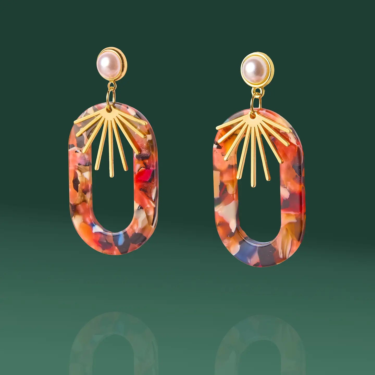 Falling In Love Resin Hoop Earrings - MULTI