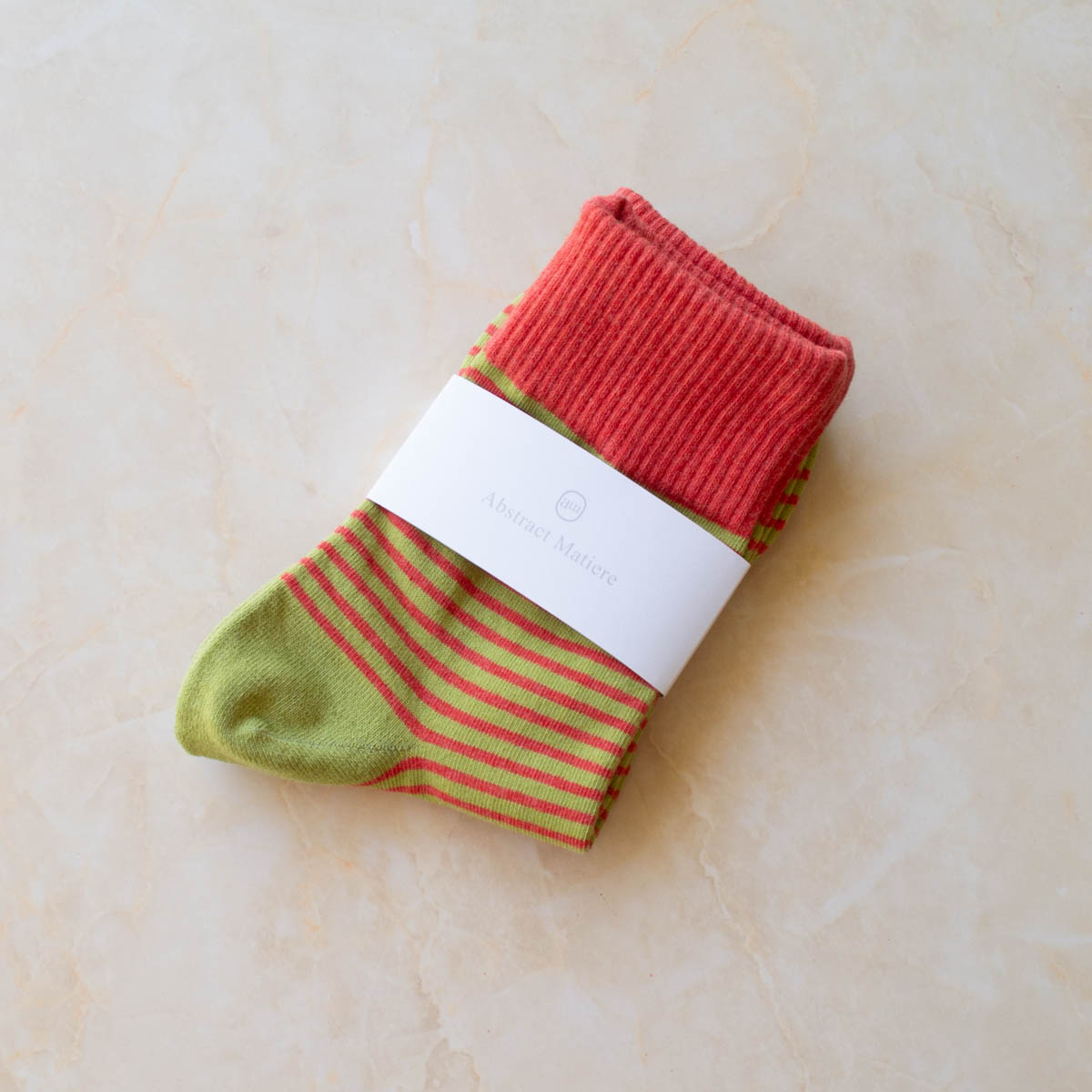 Duo Stripe Socks - CORAL/OLIVE