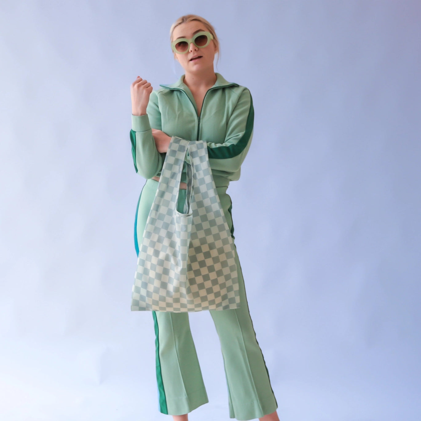 Checker Reusable Bag - LAGOON