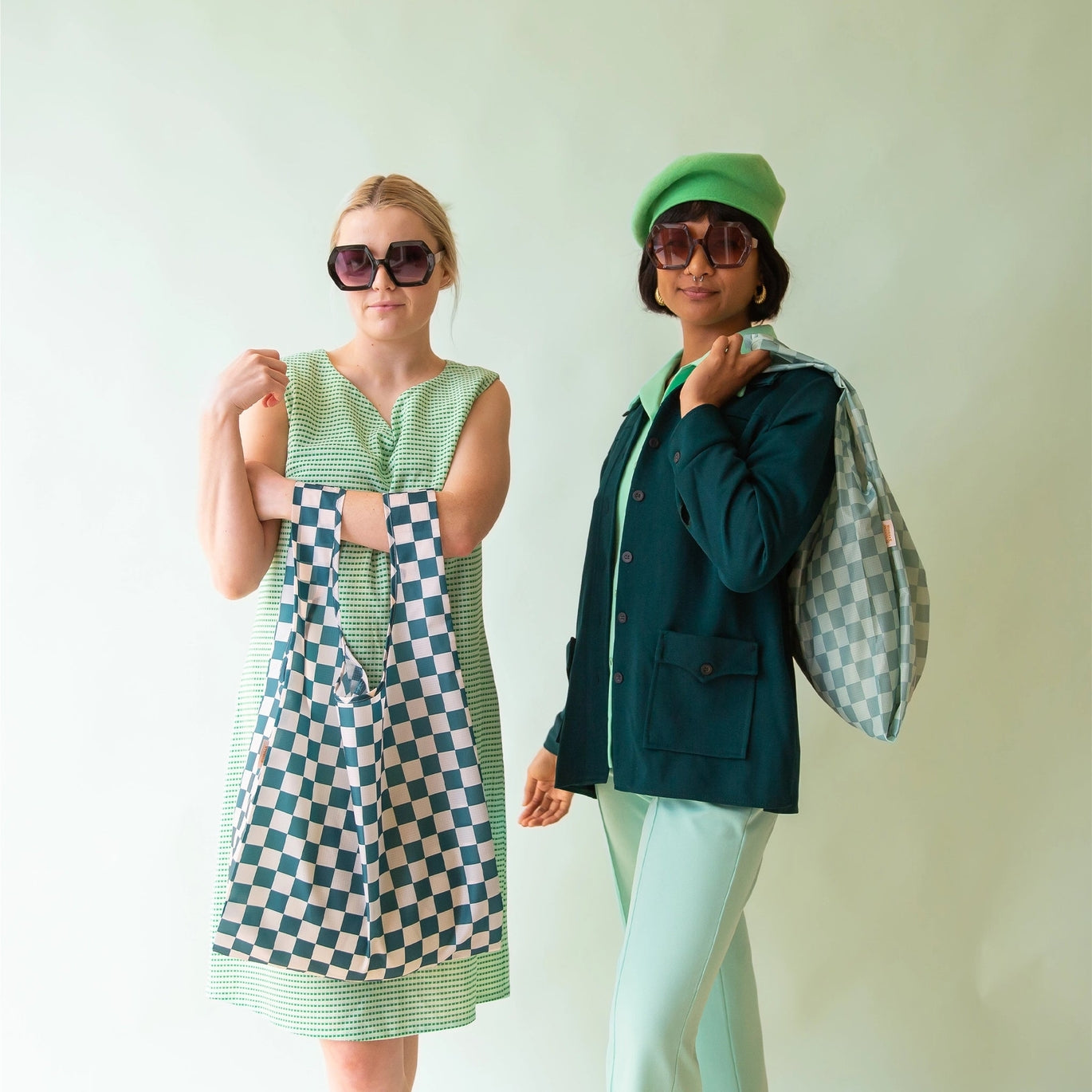 Checker Reusable Bag - LAGOON