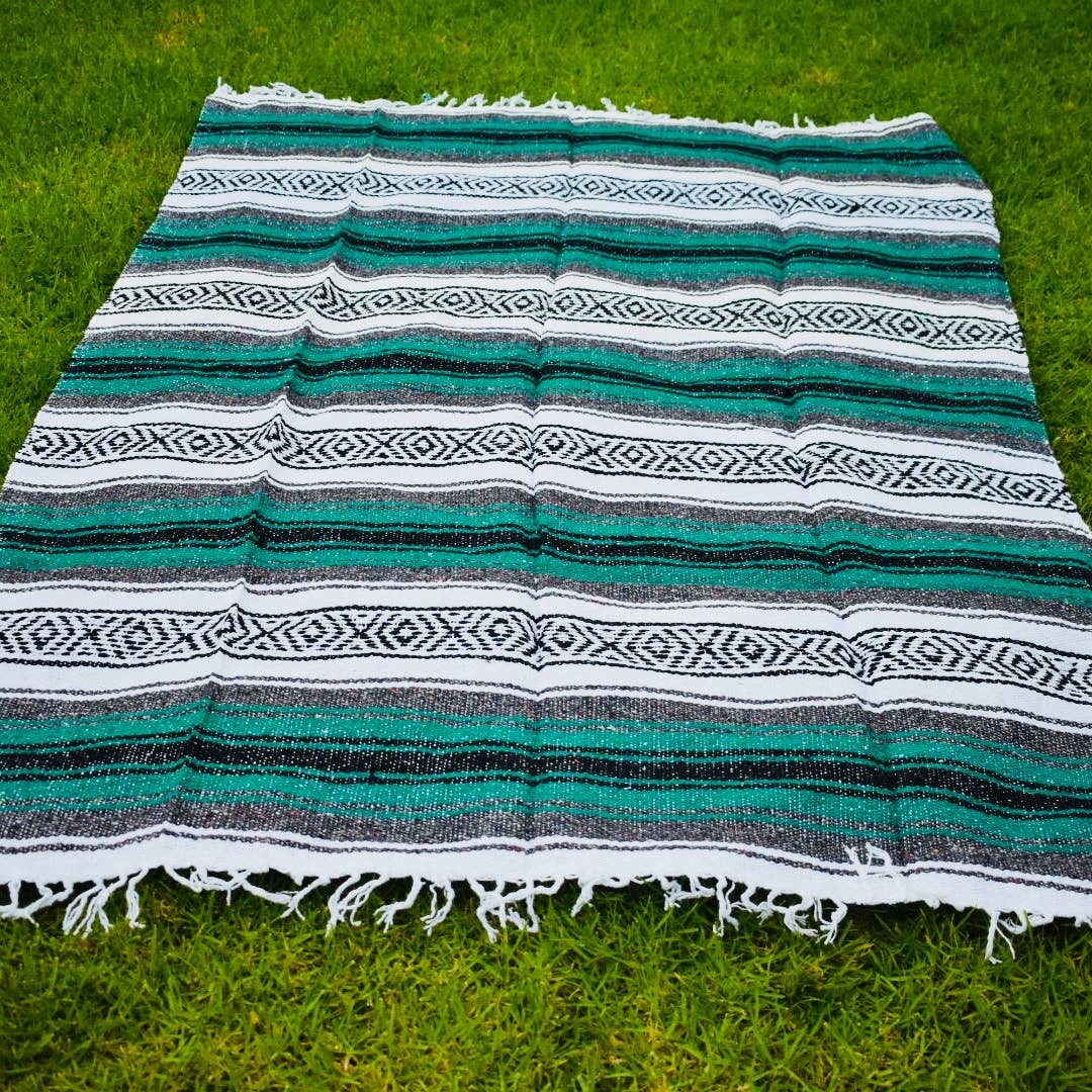 Teal Tides Woven Throw Blanket