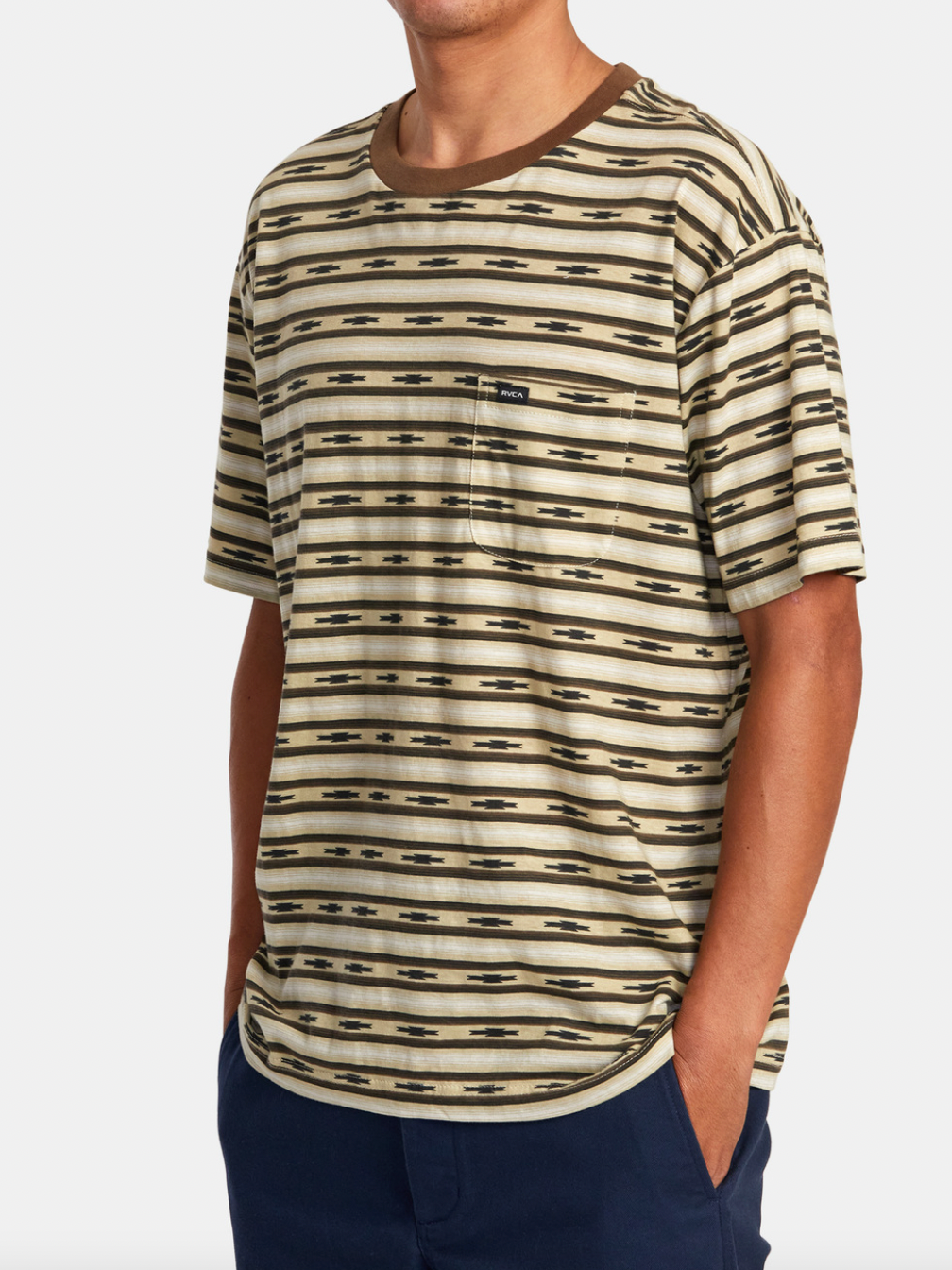 Tortuga Striped Pocket Tee - KHAKI