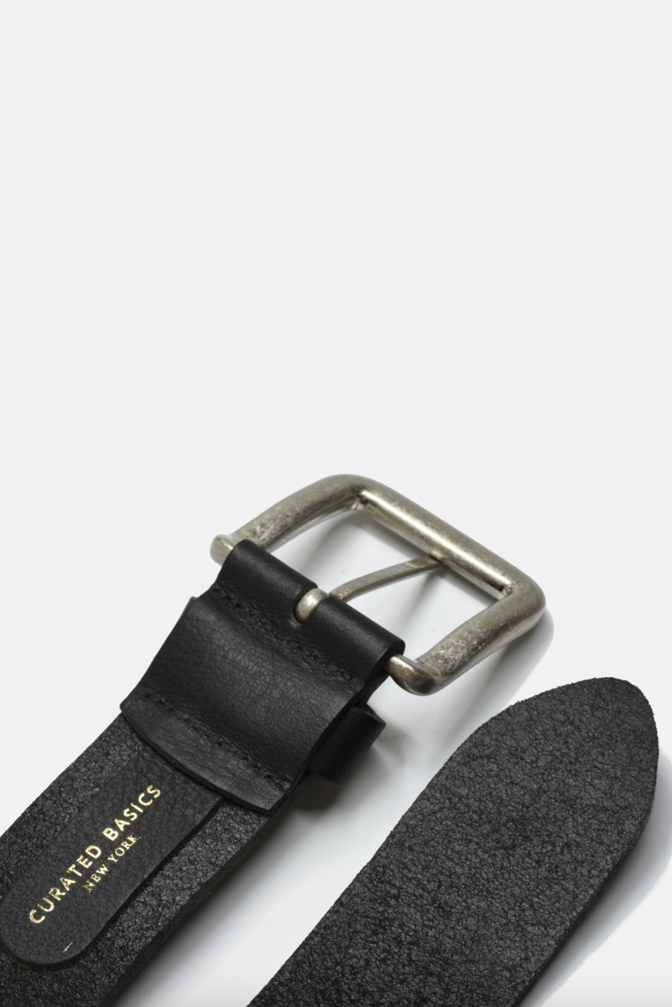 Wide Leather Steel Buckle Belt - BLACK