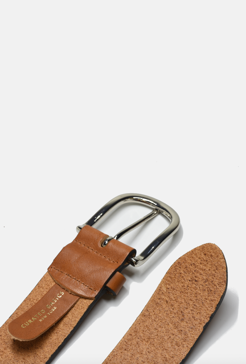 Wide Leather Silver Buckle Belt - TAN