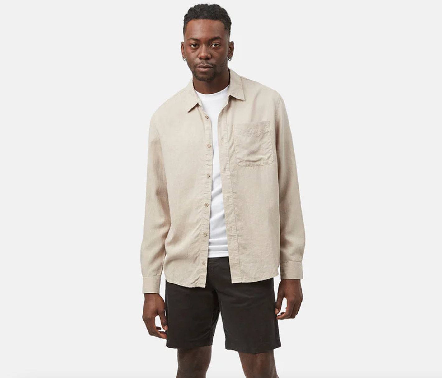 Hemp Button Front Shirt - OATMEAL