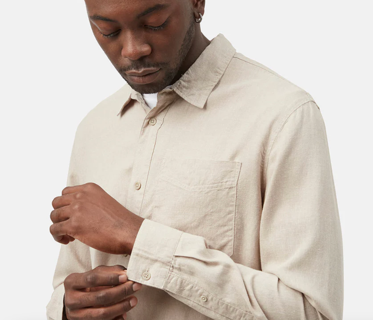 Hemp Button Front Shirt - OATMEAL