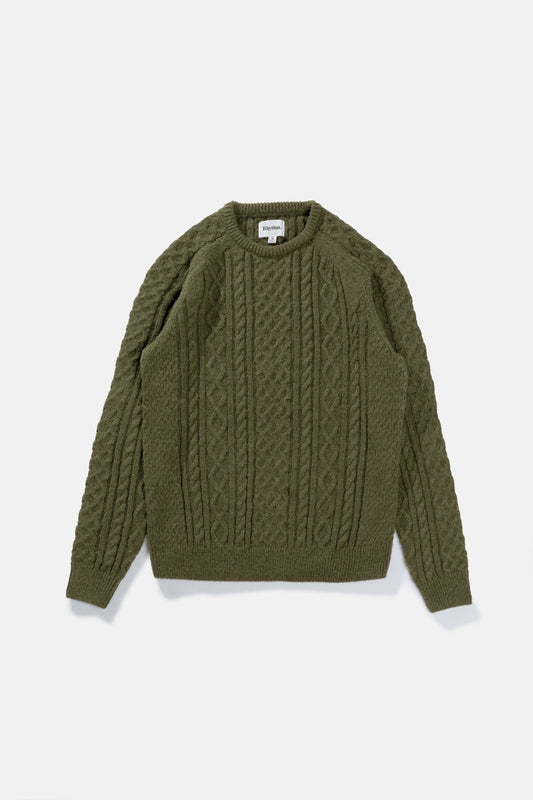 Mohair Fishermans Knit Sweater - OLIVE