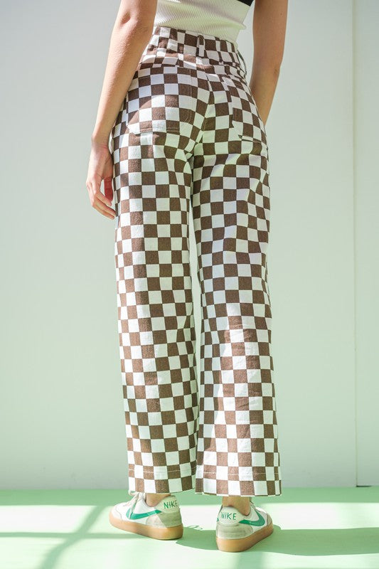 Priscilla Checkered Pants - CINNAMON