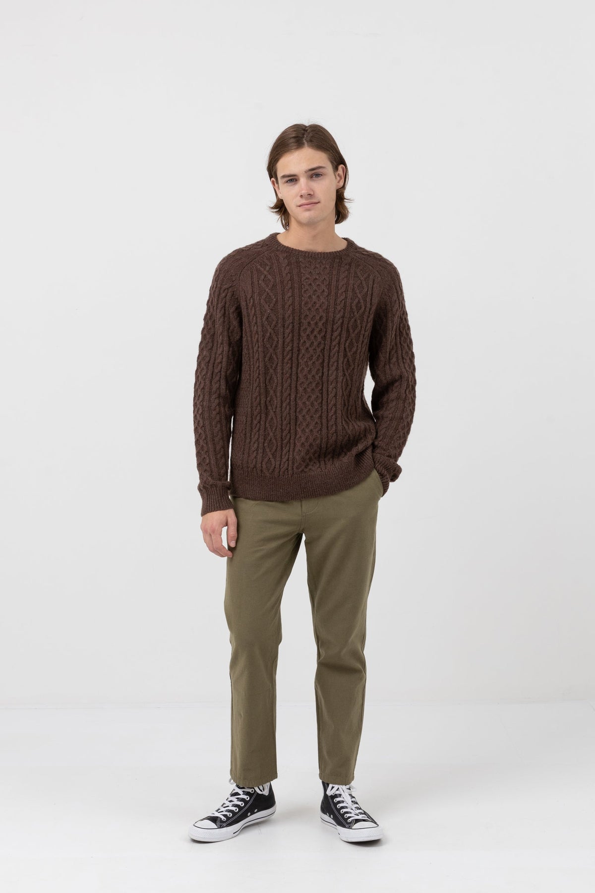 Mohair Fishermans Knit - BROWN