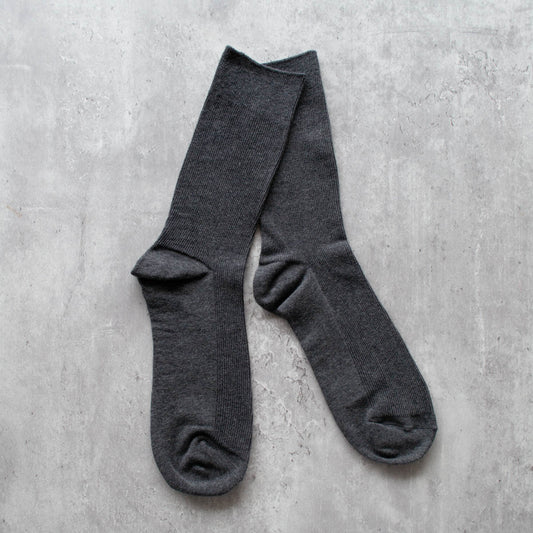 Slim Cottage Crew Socks - CHARCOAL