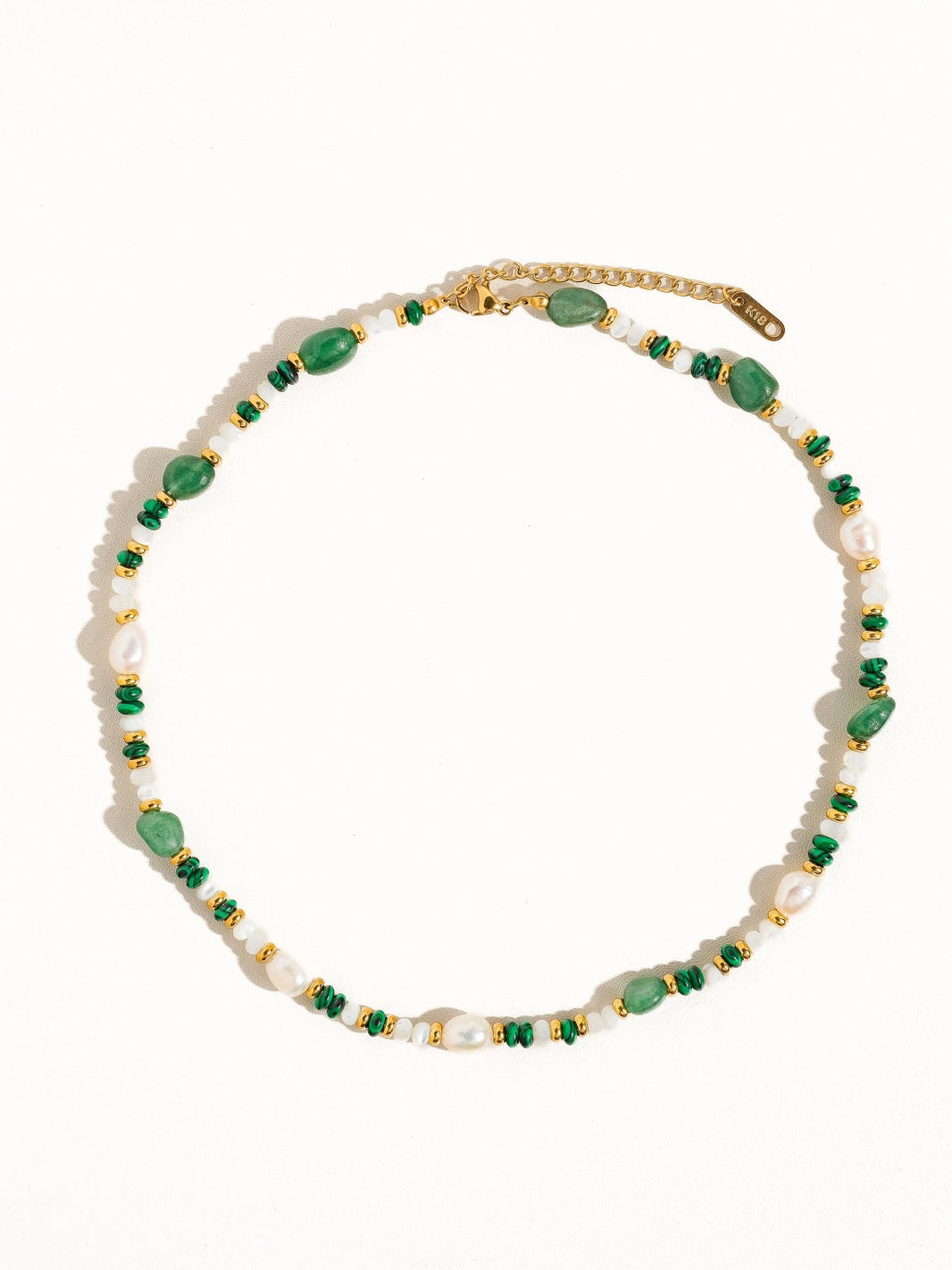 Handmade Boho Bead/Pearl Necklace - FAYE GREEN