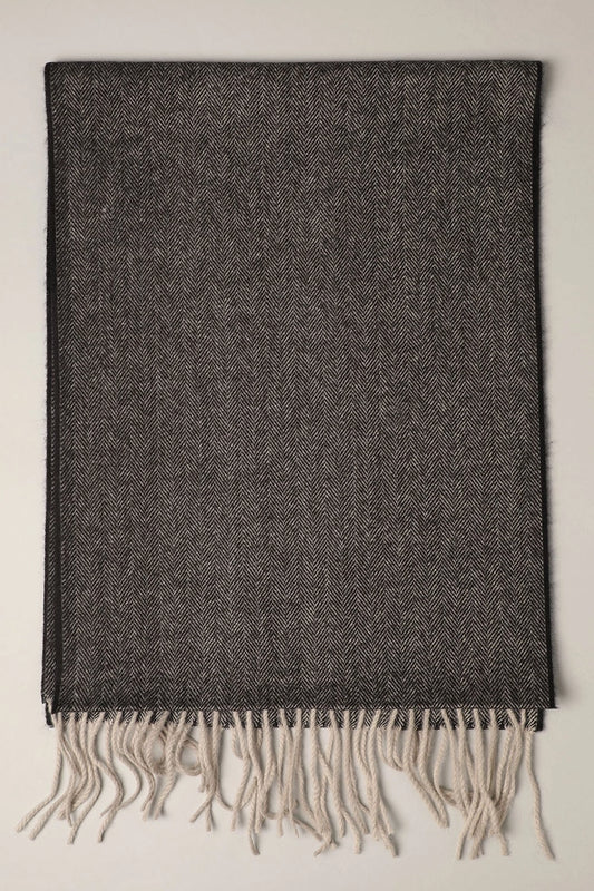 Herringbone Classic Muffler Scarf - BLACK