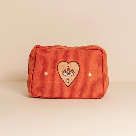 Corduroy Makeup Bag - RUST