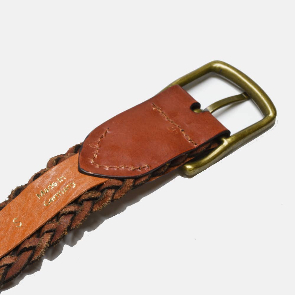 Woven Leather Belt - BROWN