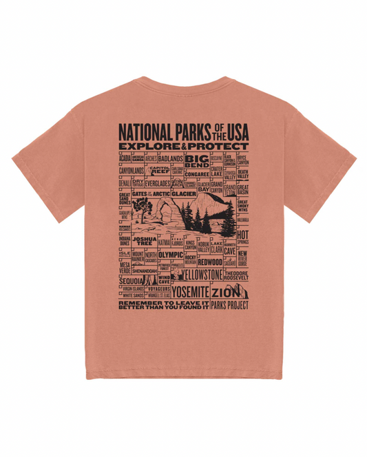National Parks Checklist Pocket Tee - TERRACOTTA
