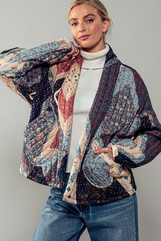 Greta Quilted Jacket - BLUE MULTI