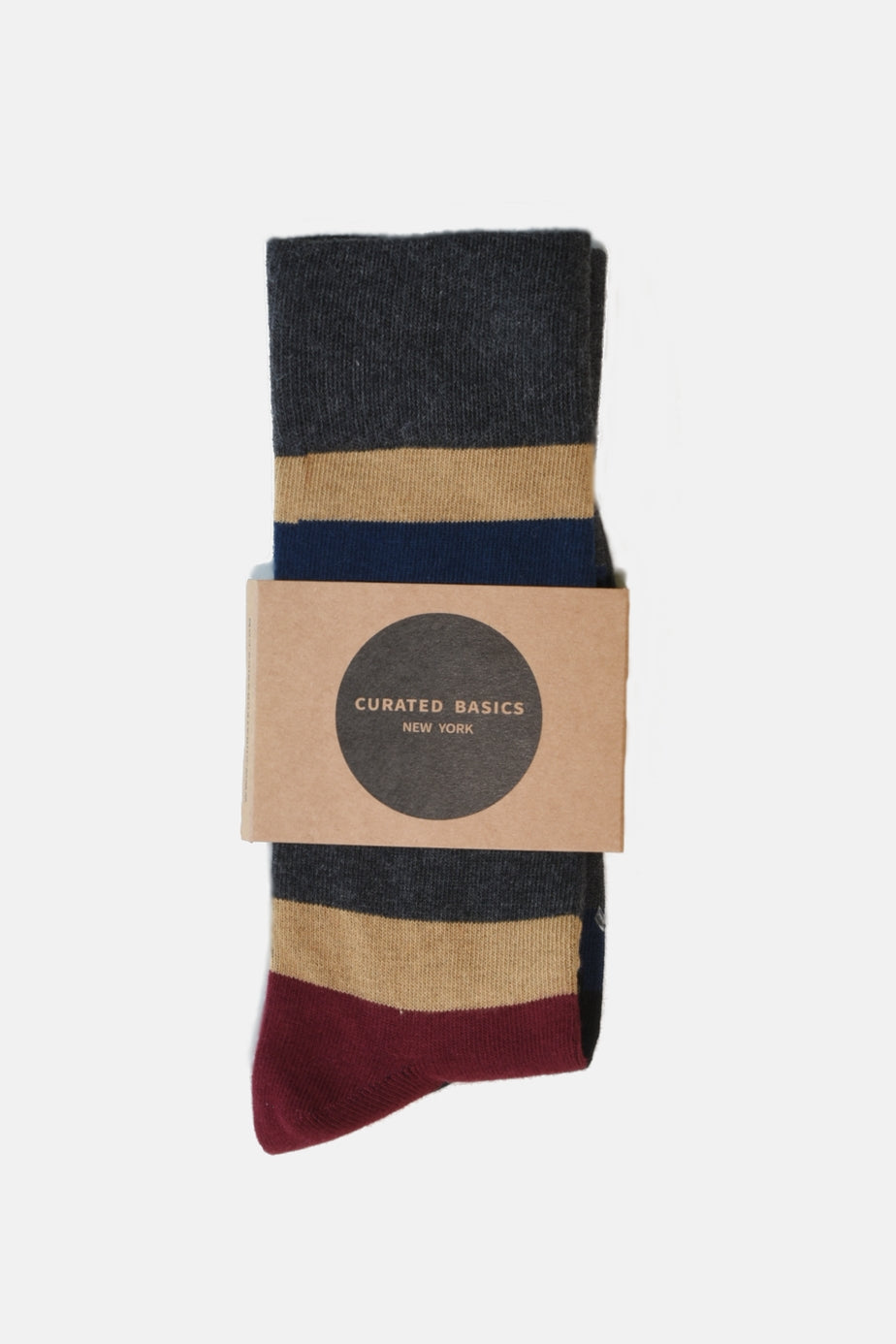 Stripe Socks - BEIGE/BURGUNDY