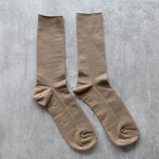 Slim Cottage Crew Socks - KHAKI