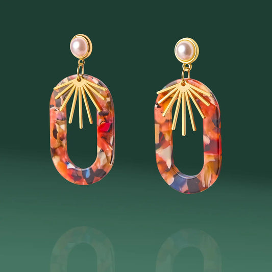 Falling In Love Resin Hoop Earrings - MULTI