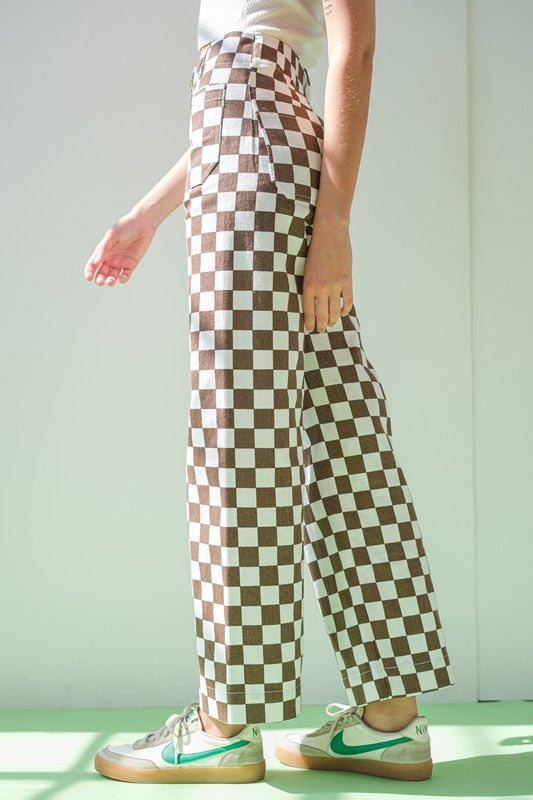 Priscilla Checkered Pants - CINNAMON